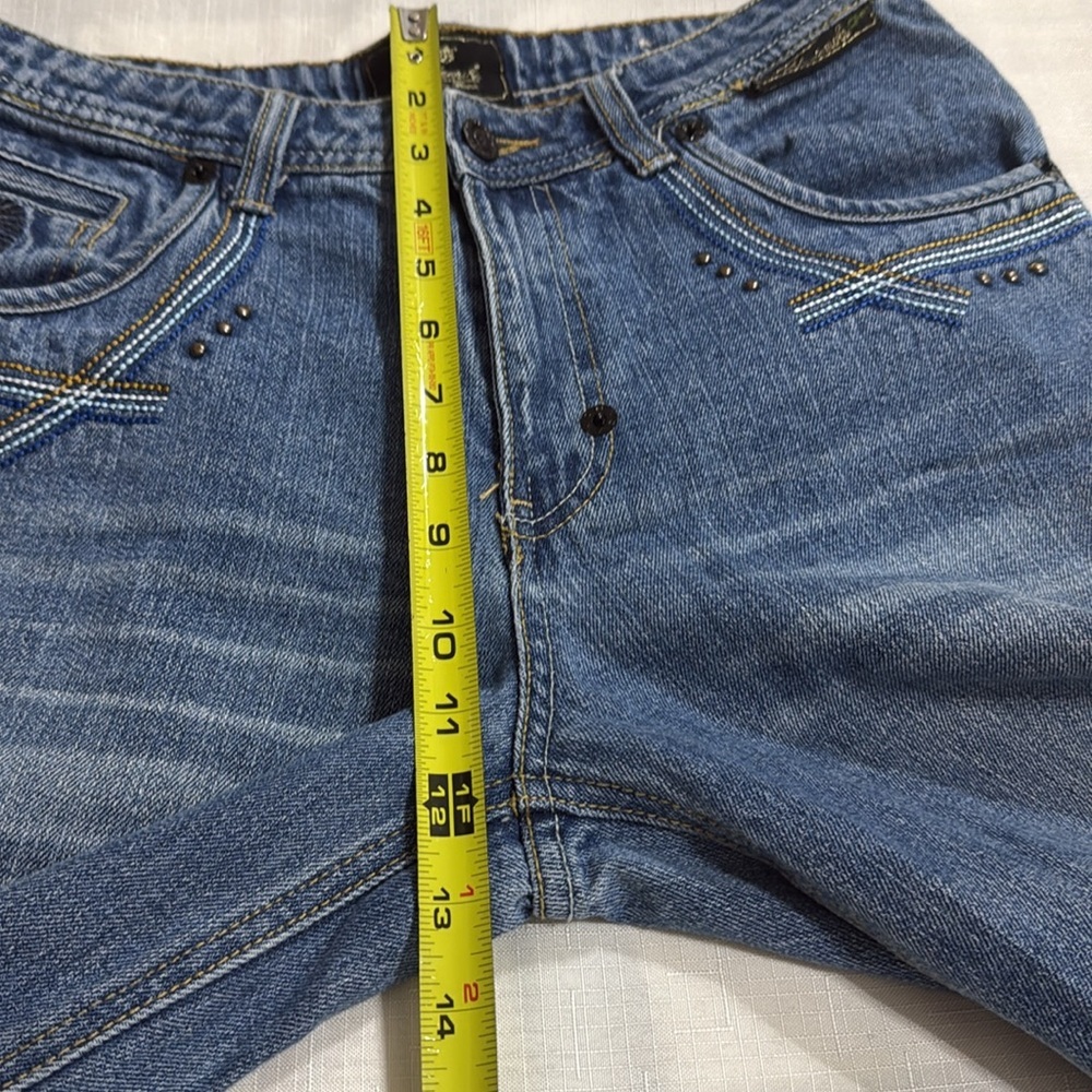 (T6) Akademiks VTG Y2K Embroidered Wide Leg Blue Jeans for Youth Size 16 Retro - Picture 11 of 16